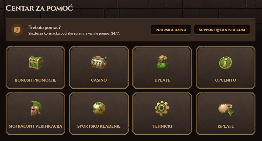 Hỗ trợ Lanista Casino Việt Nam