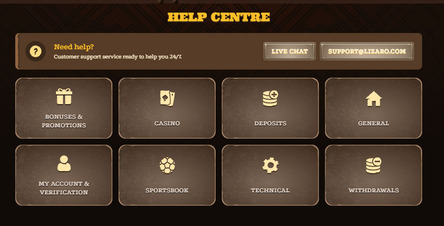 Lizaro Casino Help Centre