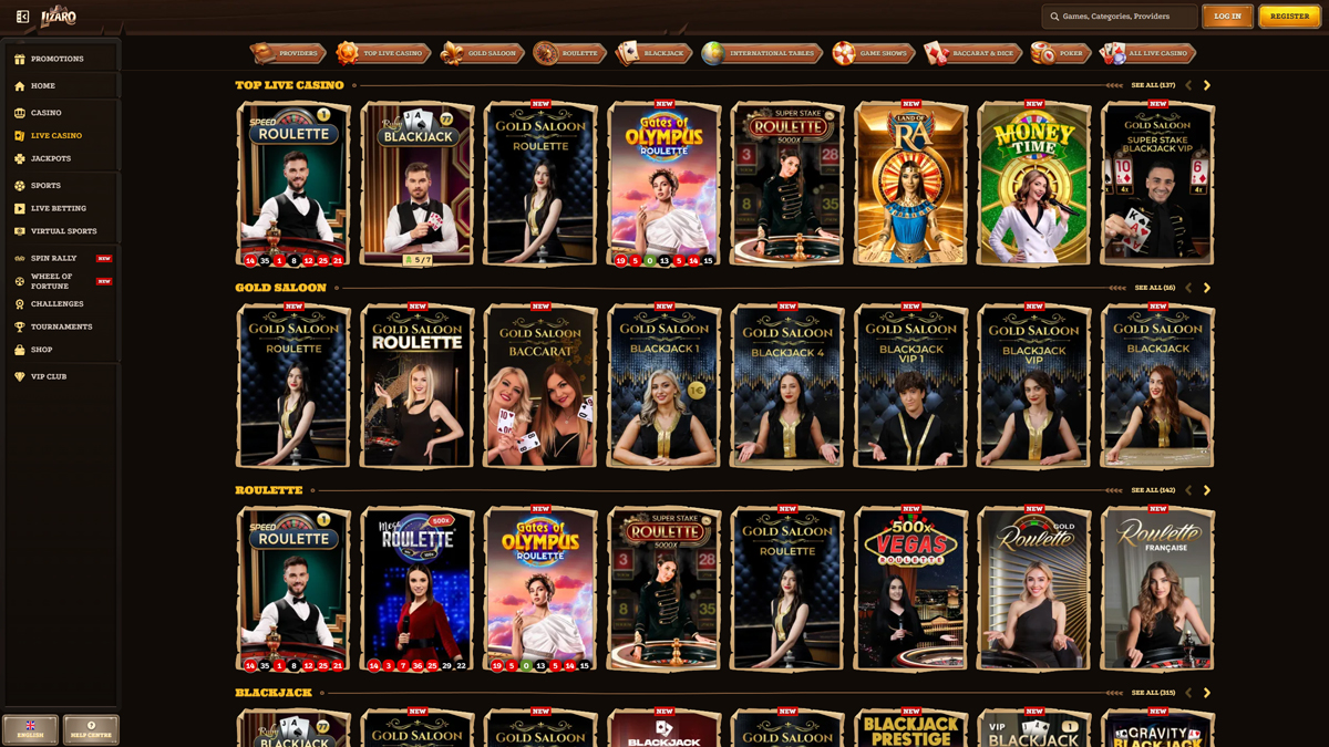 Lizaro Casino Live Casino cho người chơi Việt Nam