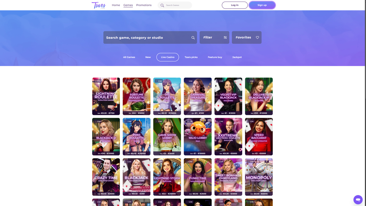 Tsars Casino Live Casino