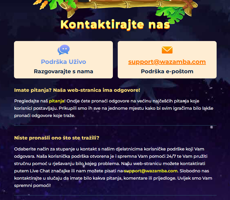 Hỗ trợ Wazamba Casino cho người chơi Việt Nam