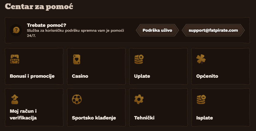 Trung tâm Hỗ trợ FatPirate Casino