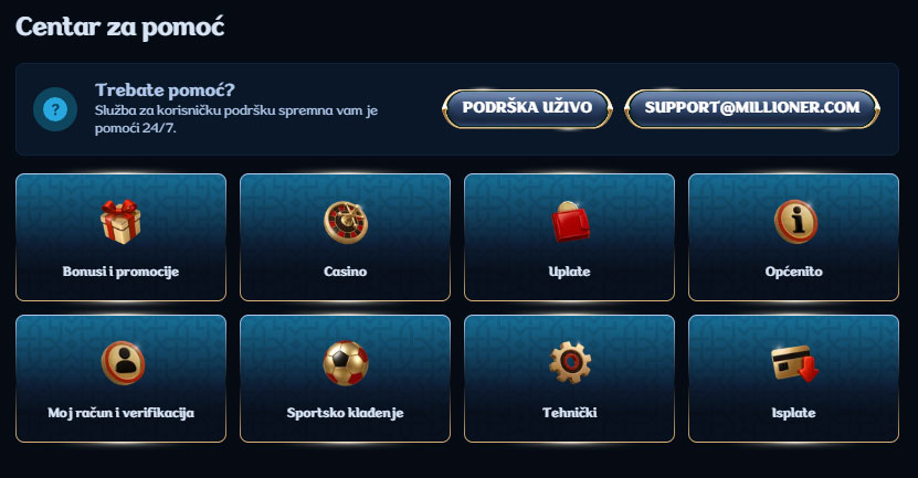 Millioner Casino Help Centre cho người chơi Việt Nam