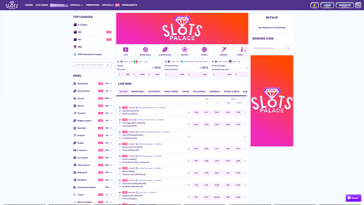 SlotsPalace Casino Cá cược Thể thao