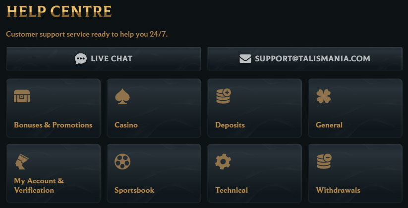 Talismania Casino Help Centre