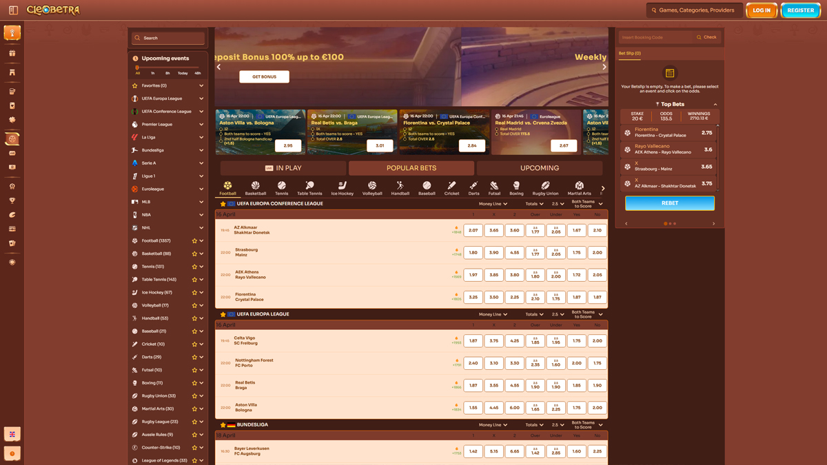 Cá cược thể thao tại Cleobetra Casino